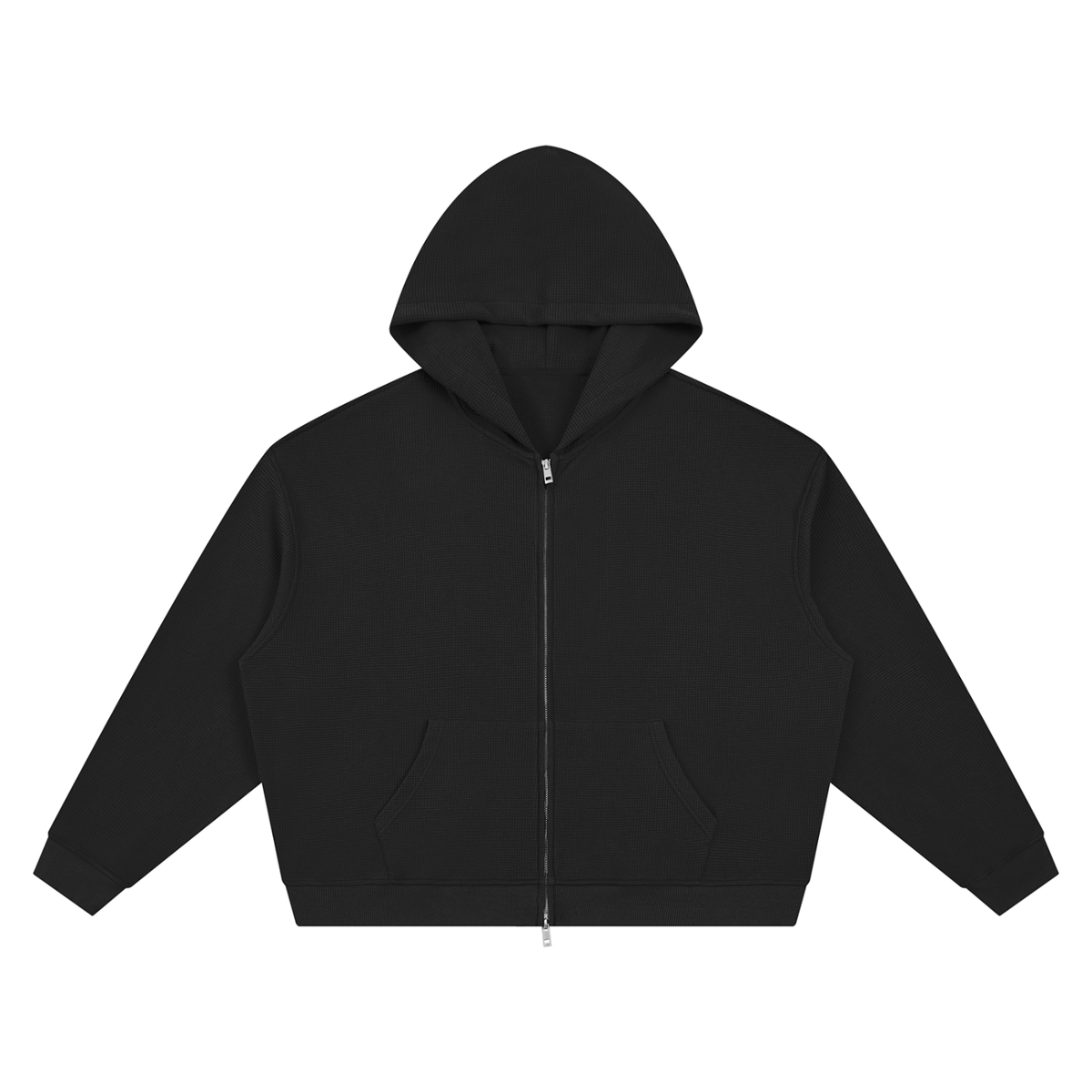 Unisex Waffle Boxy Full Zip Hoodie