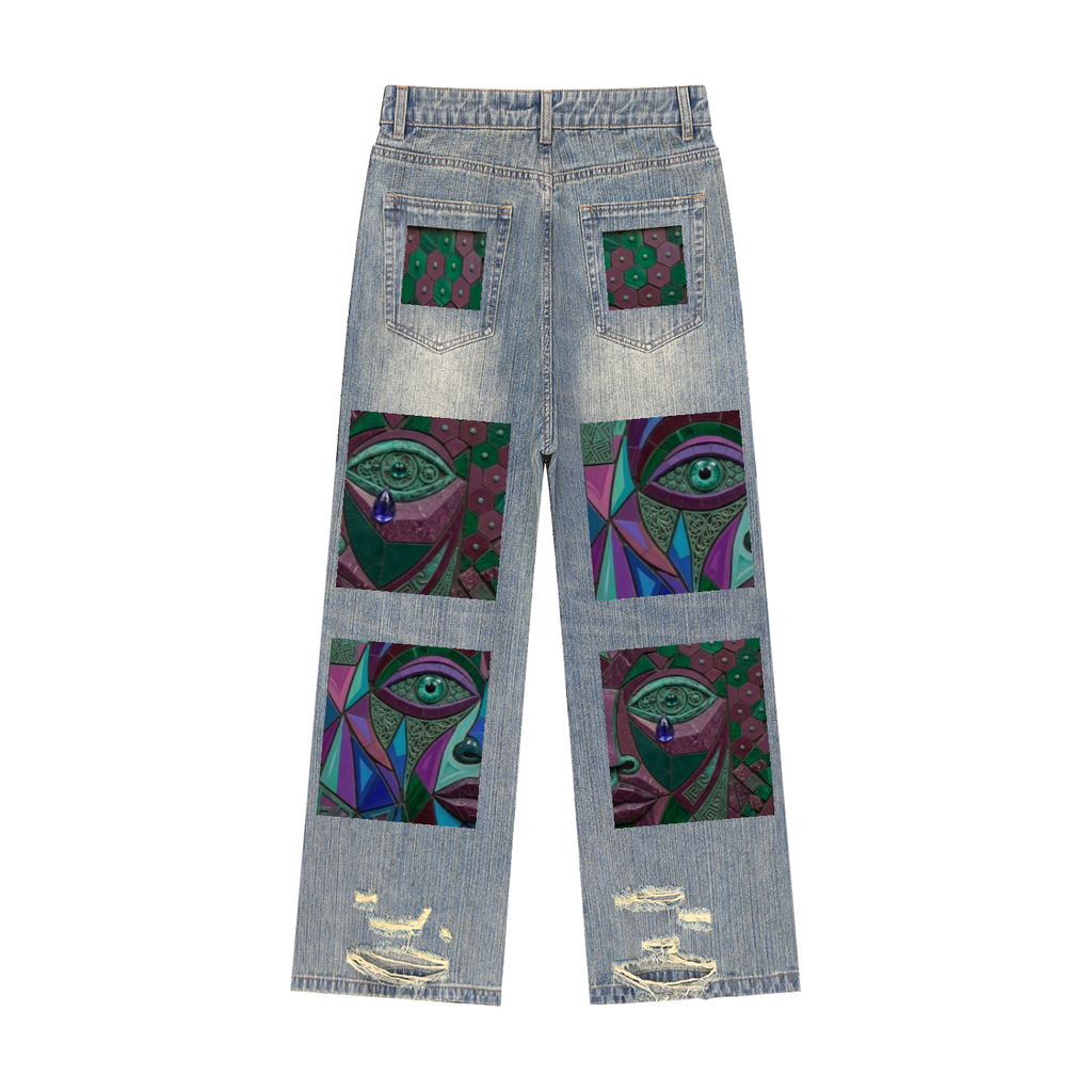 Vintage Wash Distressed Denim Jeans