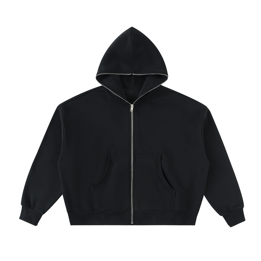 Felpa con cappuccio squadrata full-zip in pile