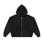 Felpa con cappuccio squadrata full-zip in pile