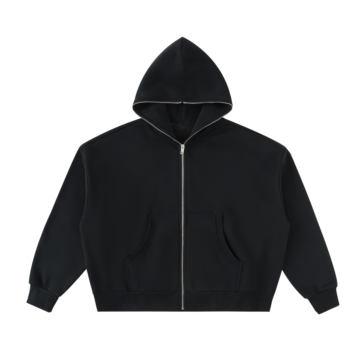 Felpa con cappuccio squadrata full-zip in pile