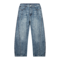 Unisex Vintage Wash Barrel Leg Denim Jeans