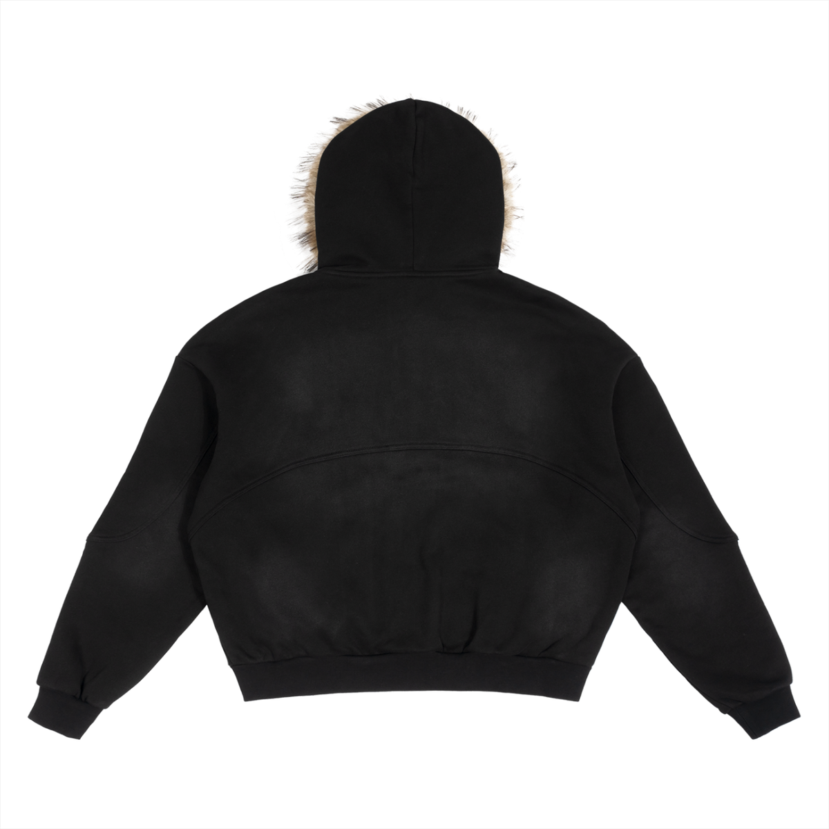 Felpa con cappuccio oversize sfumata al sole con pelliccia rimovibile