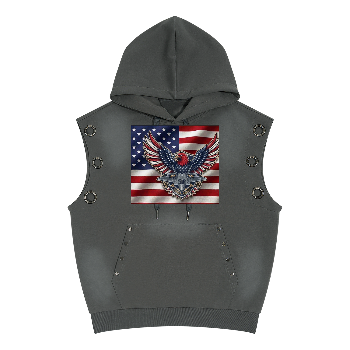 Unisex Vintage Wash Sun Fade Sleeveless Hoodie