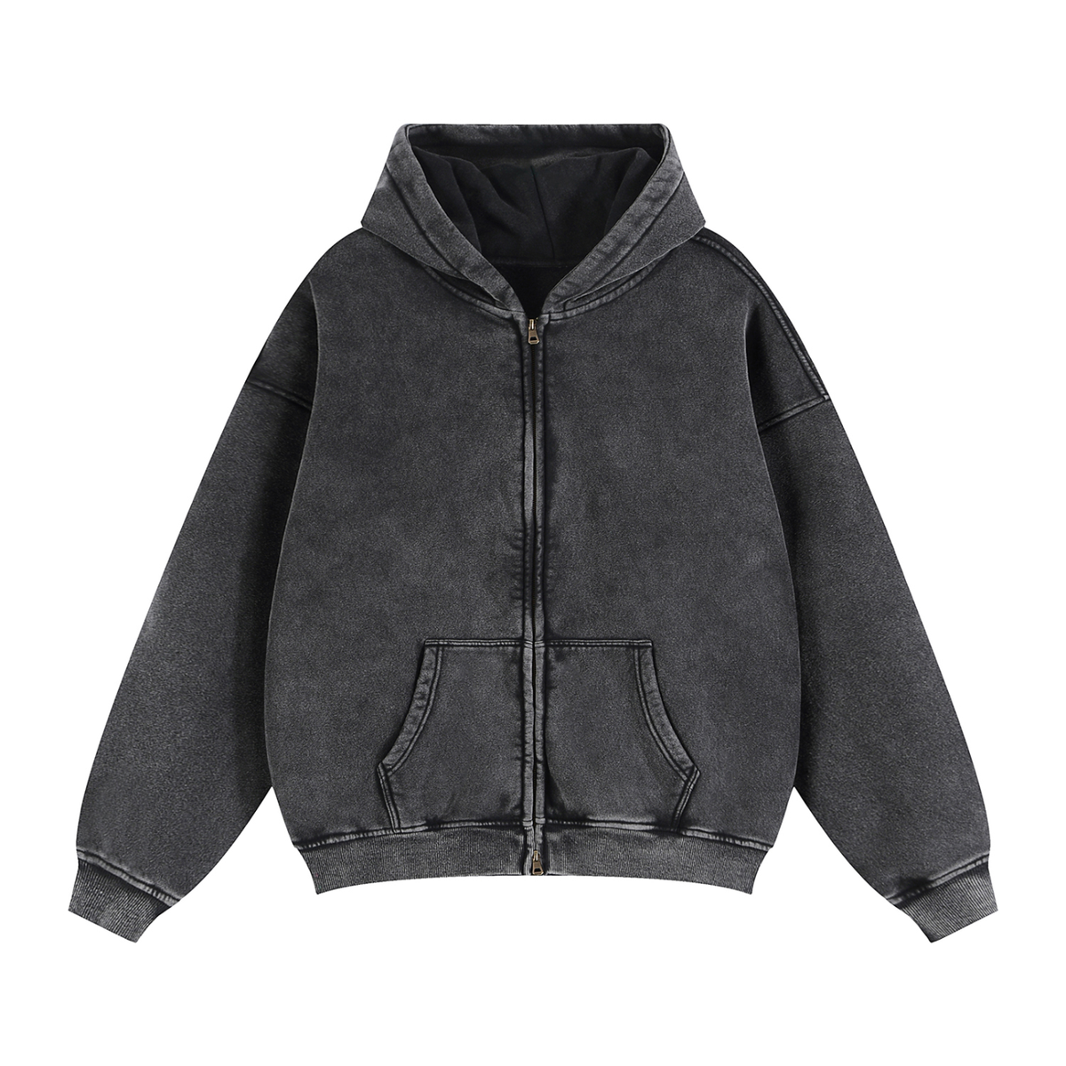 Felpa con cappuccio boxy in pile con zip frontale