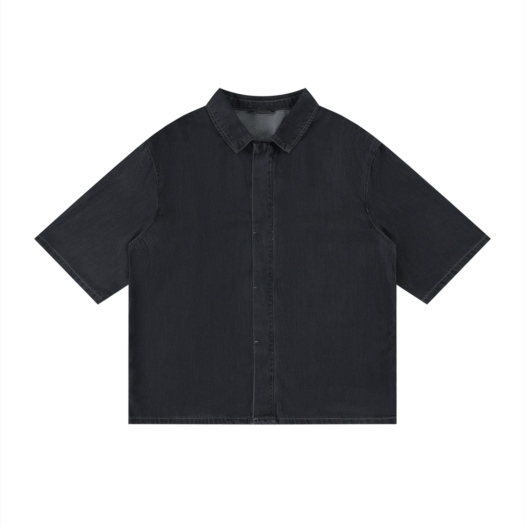 Camicia unisex in lyocell con lavaggio vintage e spalle scese