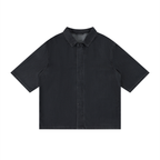 Camicia unisex in lyocell con lavaggio vintage e spalle scese
