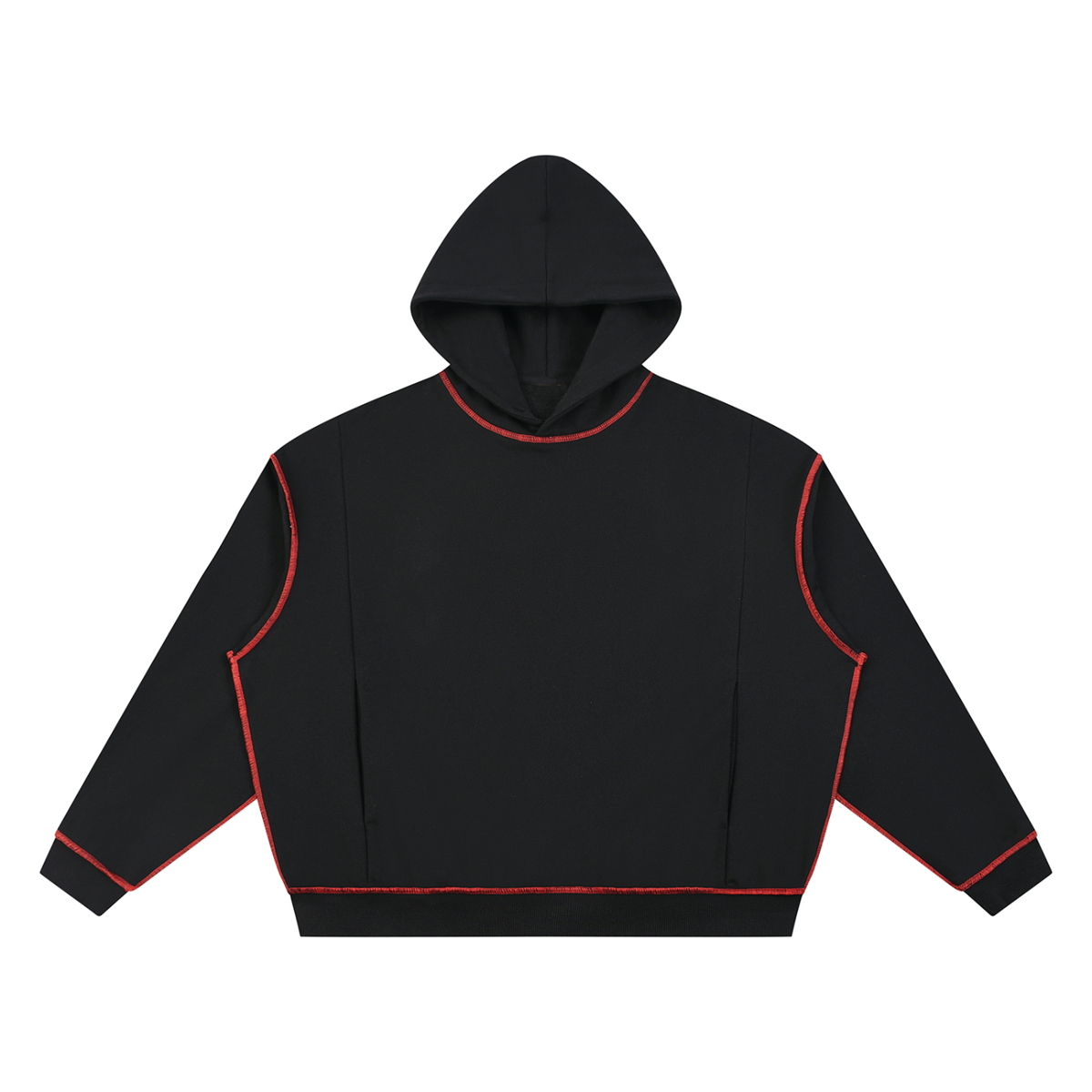Felpa con cappuccio unisex boxy heavyweight con cuciture a contrasto