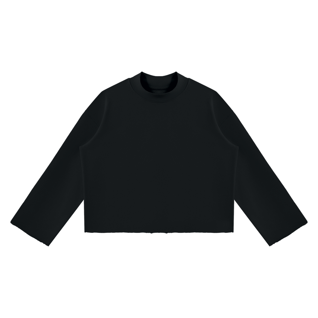 Felpa unisex boxy con collo alto e bordo grezzo