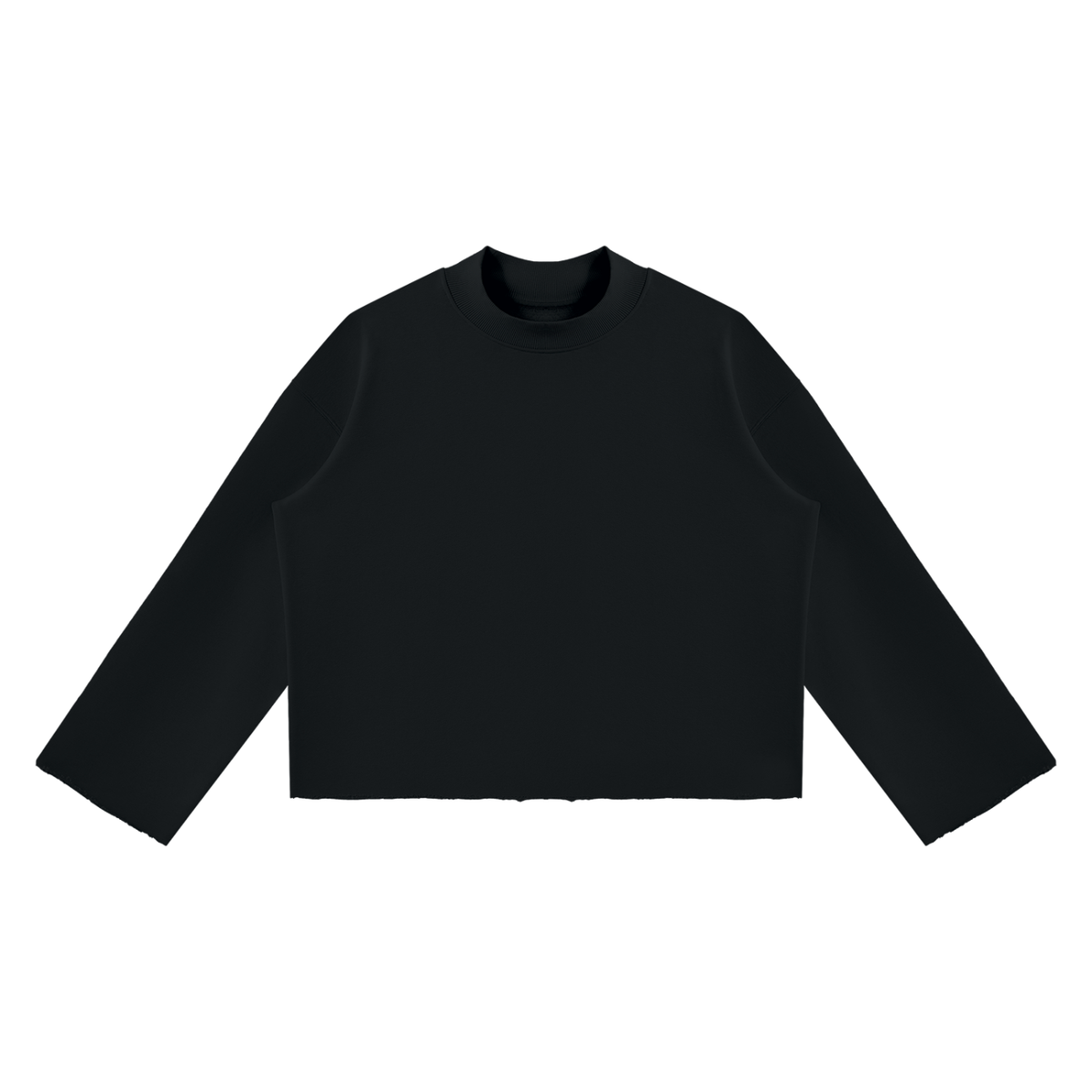 Felpa unisex boxy con collo alto e bordo grezzo
