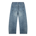 Unisex Vintage Wash Barrel Leg Denim Jeans