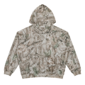 Felpa con cappuccio unisex oversize in pile con mimetica a alberi