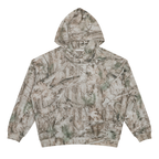 Felpa con cappuccio unisex oversize in pile con mimetica a alberi
