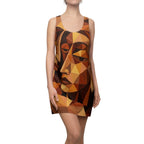 Women's cut and sew racerback dress with all-over print, stylish and comfortable, featuring a sleeveless design and vibrant pattern.