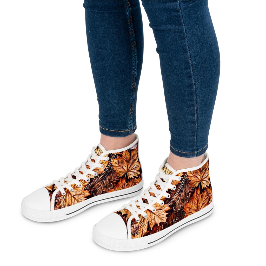 Zapatillas Altas Hojas de Otoño | Zapatos de Lona con Patrón de Hojas de Otoño