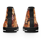 Autumn Leaves high top sneakers with fall leaf pattern canvas design, featuring colorful leaf prints on stylish footwear.