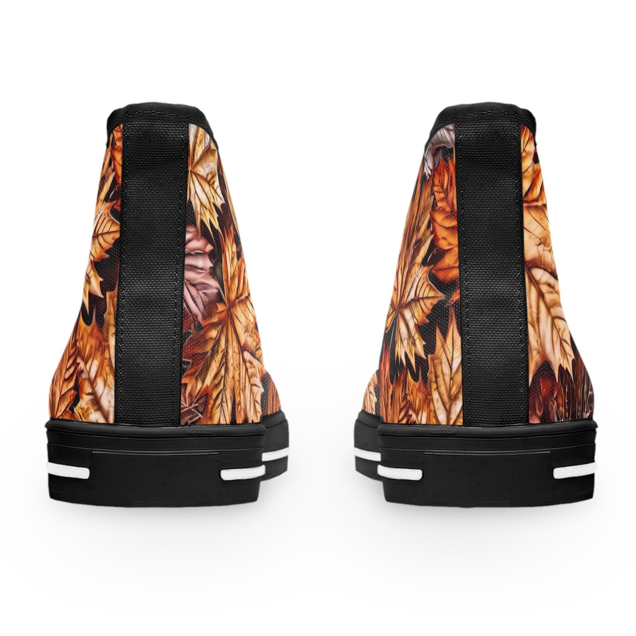 Zapatillas Altas Hojas de Otoño | Zapatos de Lona con Patrón de Hojas de Otoño