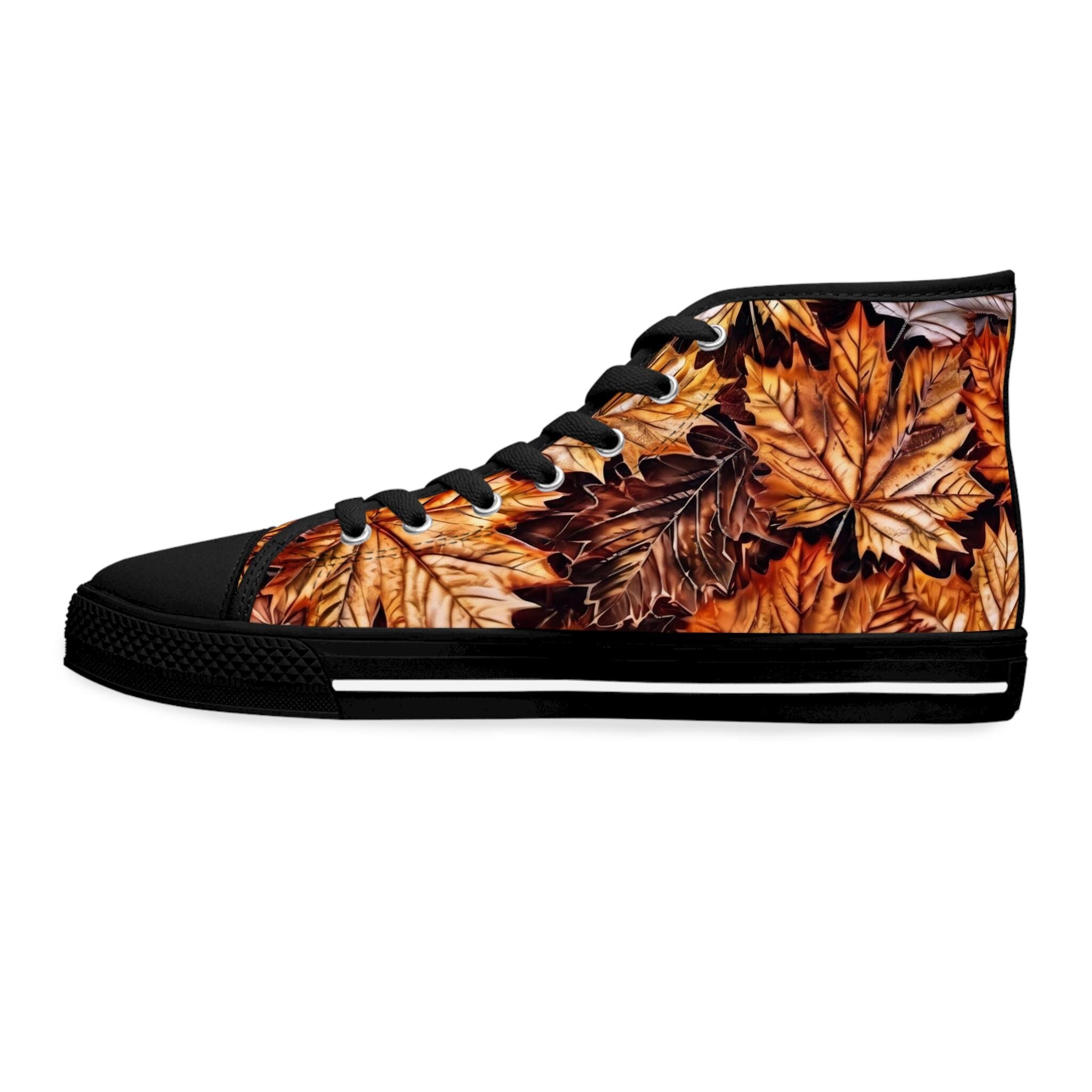 Zapatillas Altas Hojas de Otoño | Zapatos de Lona con Patrón de Hojas de Otoño