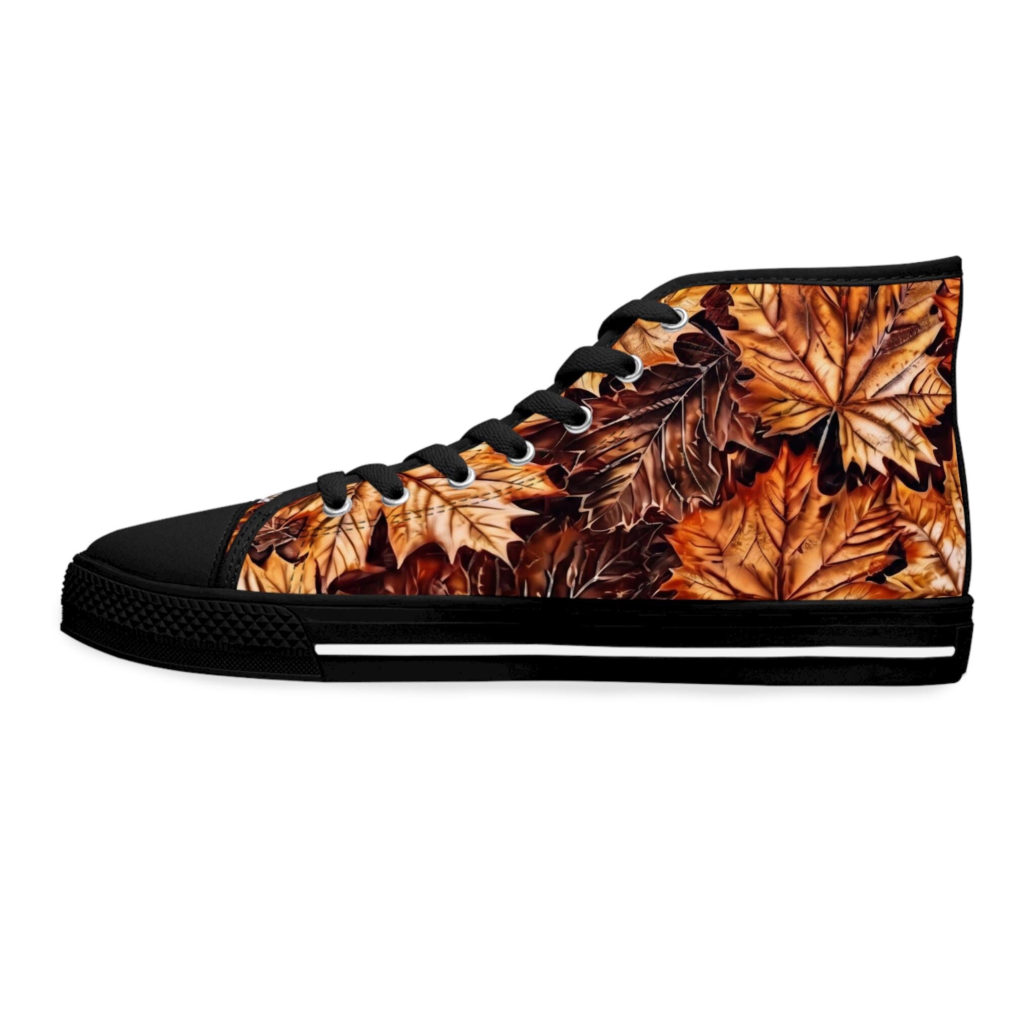 Zapatillas Altas Hojas de Otoño | Zapatos de Lona con Patrón de Hojas de Otoño