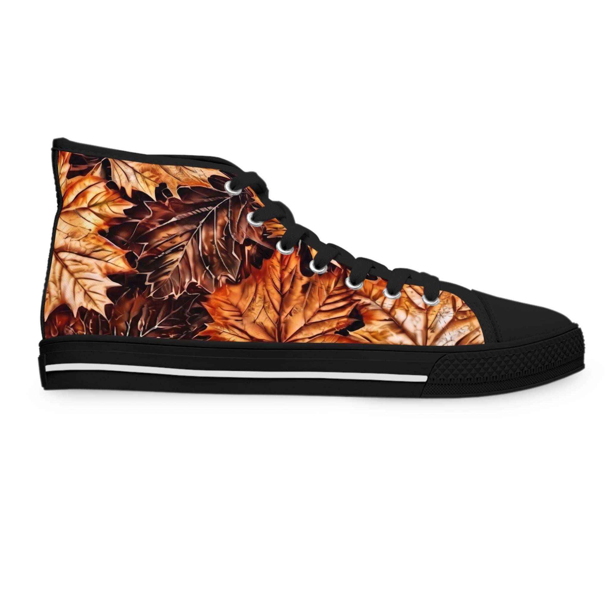 Zapatillas Altas Hojas de Otoño | Zapatos de Lona con Patrón de Hojas de Otoño