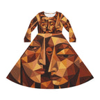 Women's long sleeve dance dress with "No More Stolen Sisters" print, featuring all-over pattern, by Printify for the MMIWG collection.