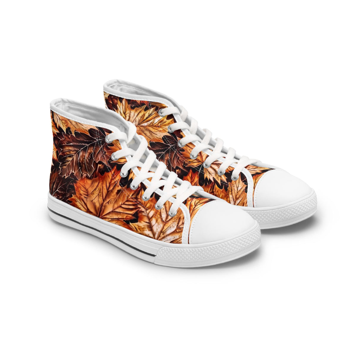Autumn Leaves High Top Sneakers | Fall Leaf Pattern Canvas Shoes