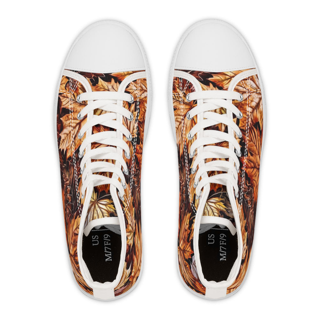 Zapatillas Altas Hojas de Otoño | Zapatos de Lona con Patrón de Hojas de Otoño