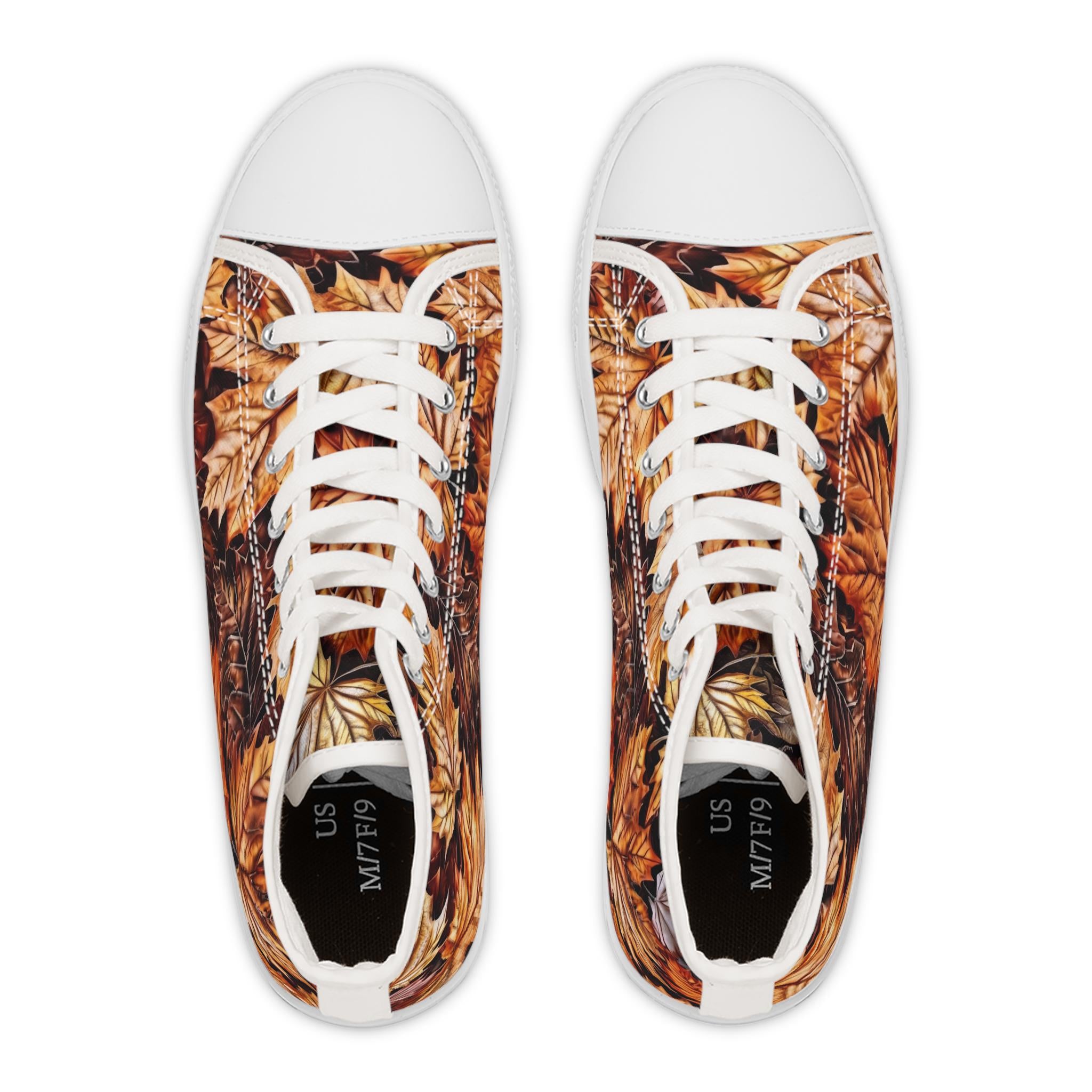 Autumn Leaves High Top Sneakers | Fall Leaf Pattern Canvas Shoes