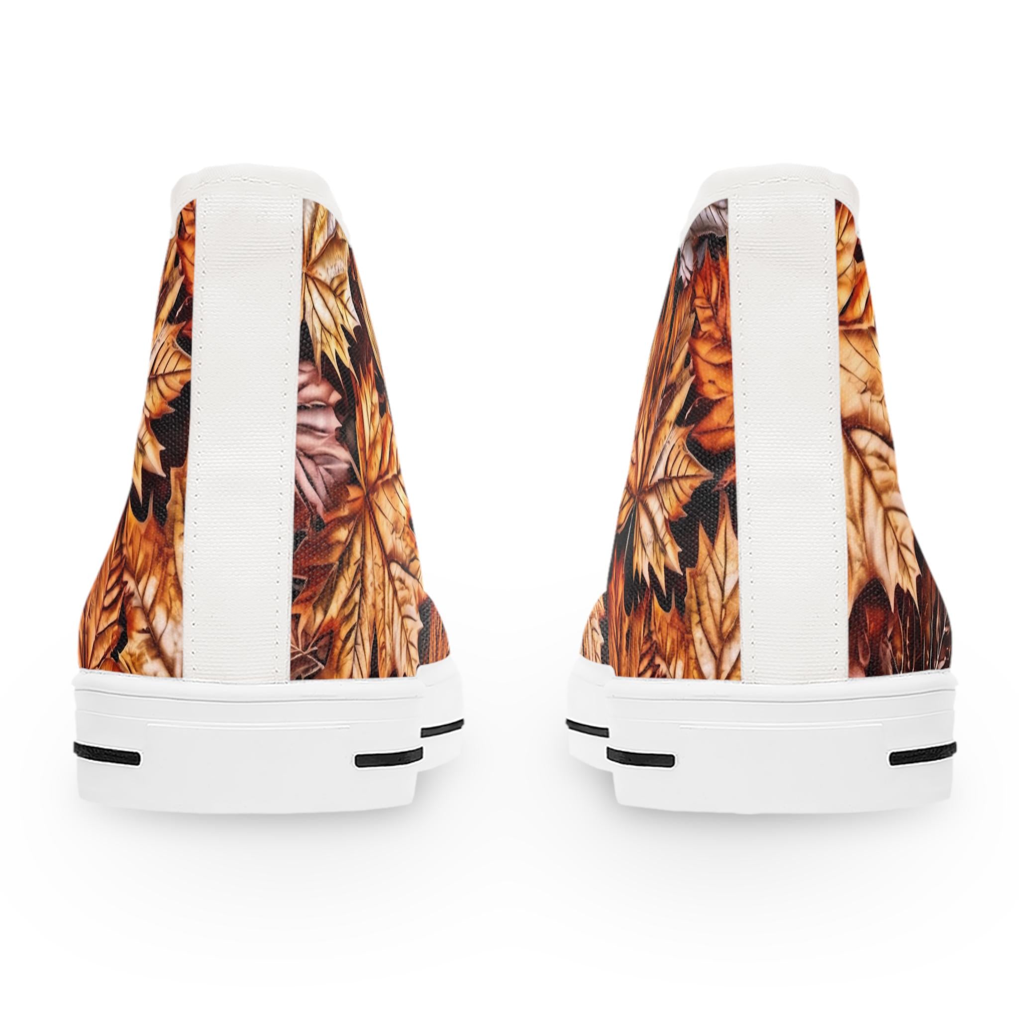 Autumn Leaves High Top Sneakers | Fall Leaf Pattern Canvas Shoes