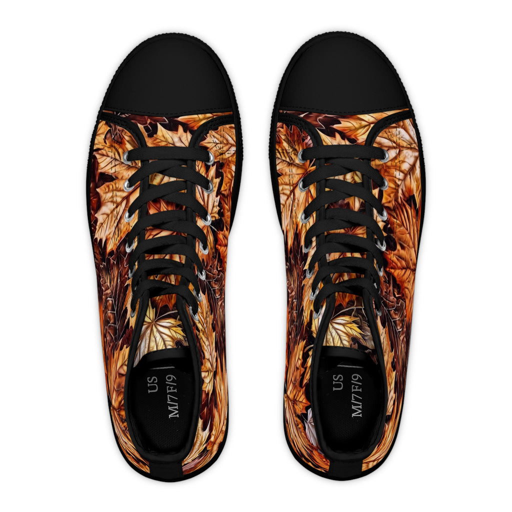 Zapatillas Altas Hojas de Otoño | Zapatos de Lona con Patrón de Hojas de Otoño