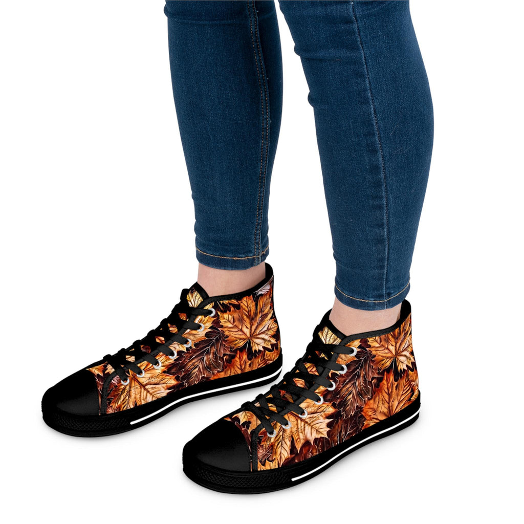 Zapatillas Altas Hojas de Otoño | Zapatos de Lona con Patrón de Hojas de Otoño