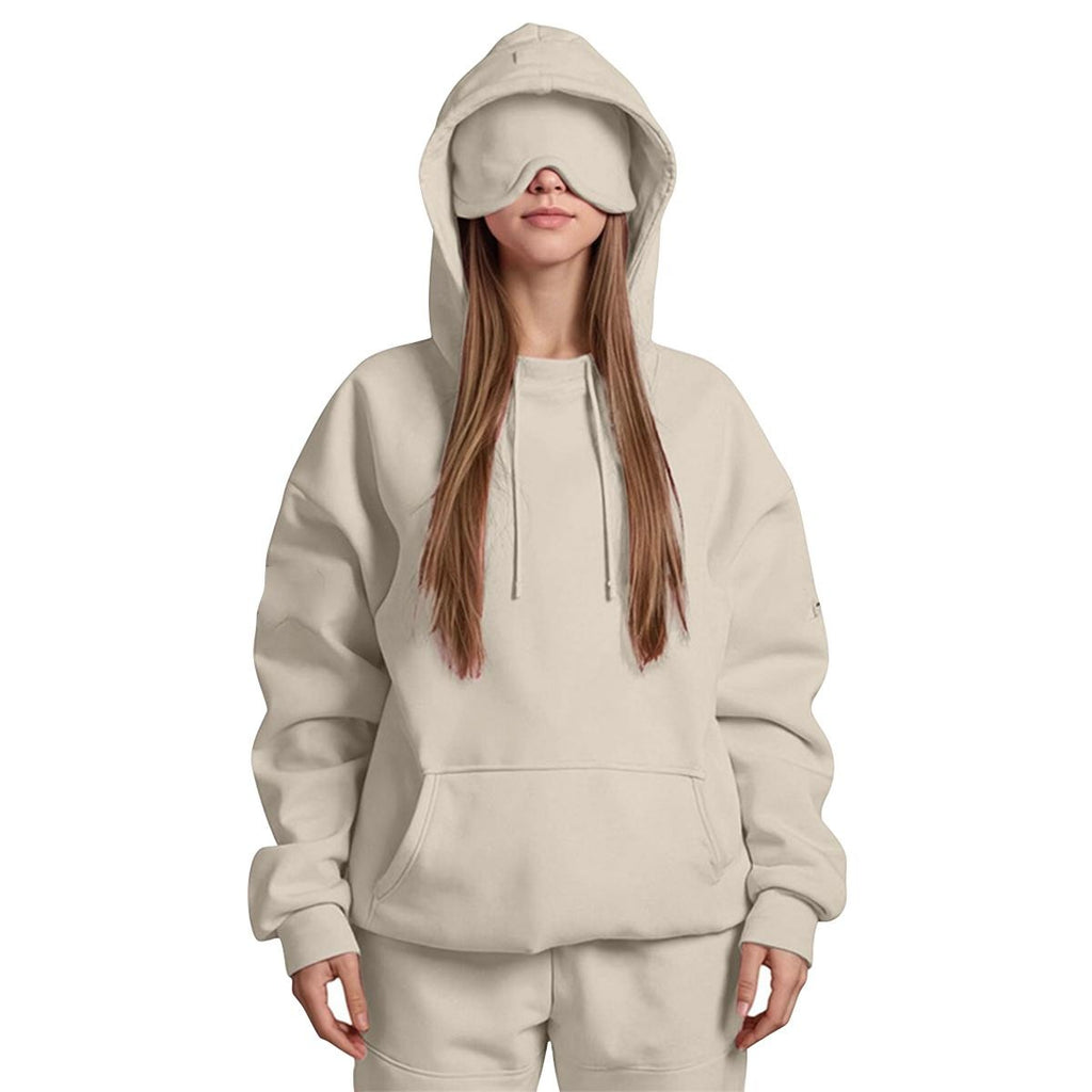 Women's Travel Nap Hoodie with Built-in Eye Mask|DTF