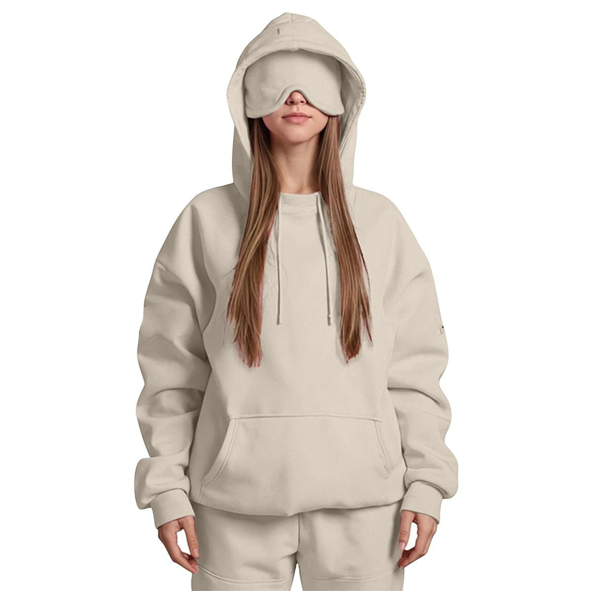 Women's Travel Nap Hoodie with Built-in Eye Mask|DTF