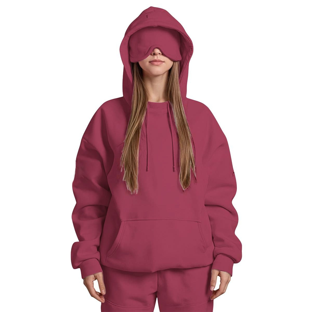 Women's Travel Nap Hoodie with Built-in Eye Mask|DTF