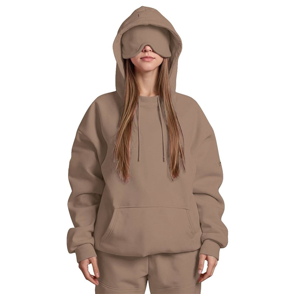 Women's Travel Nap Hoodie with Built-in Eye Mask|DTF