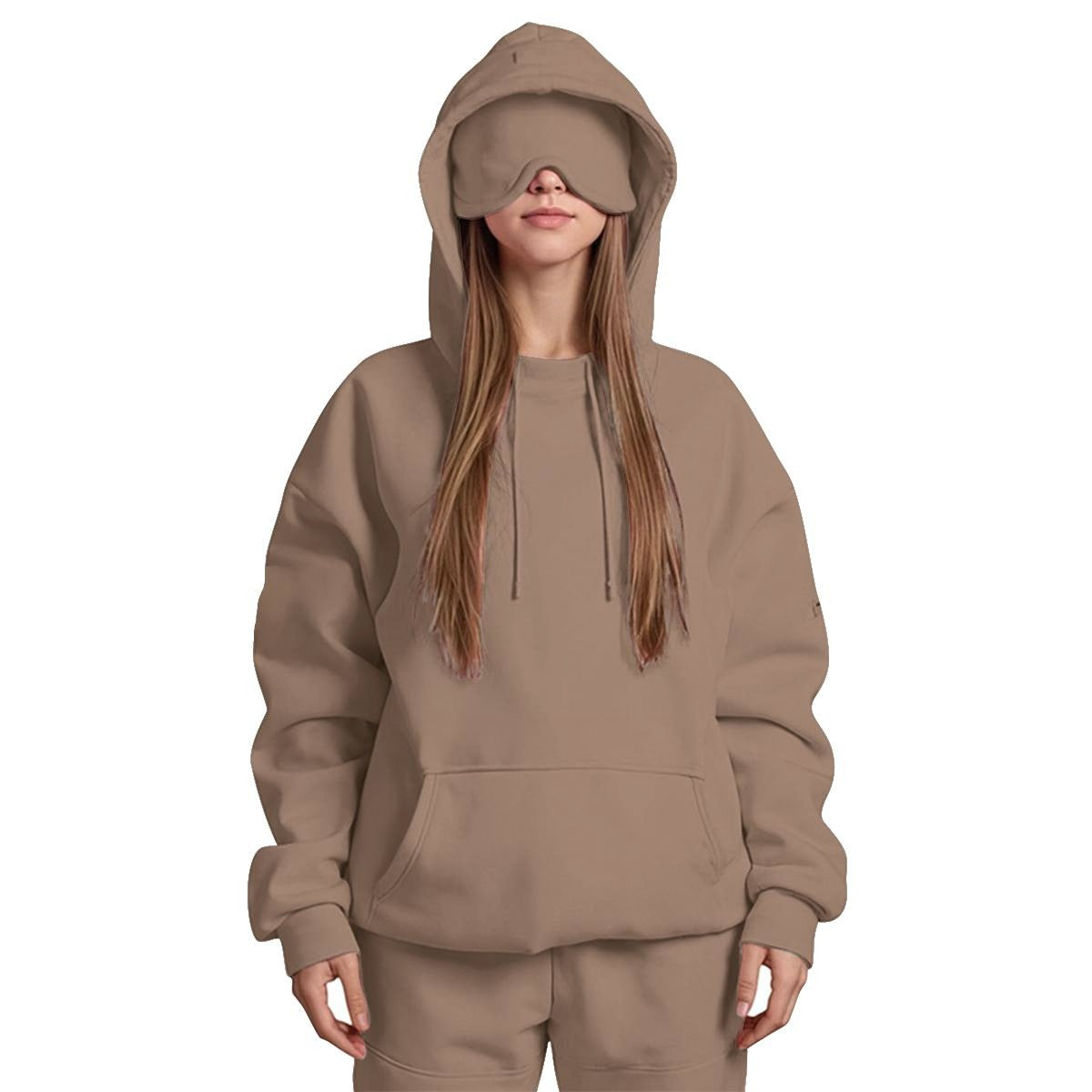 Women's Travel Nap Hoodie with Built-in Eye Mask|DTF