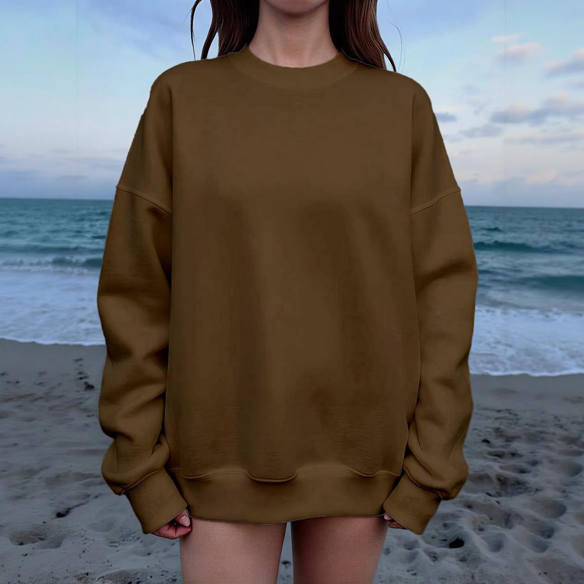 Women's Drop Shoulder Crew Neck Sweatshirt|DTF